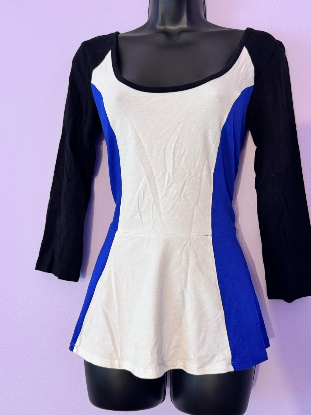 EXPRESS Colorblock Peplum Top Medium